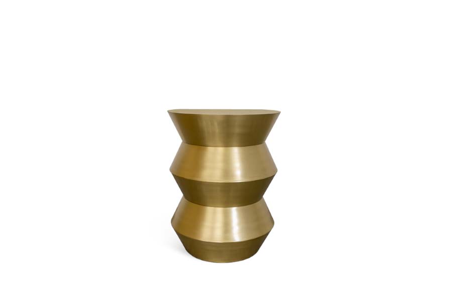 Ernest Side Table In Aged Brass With A Geometrical Design