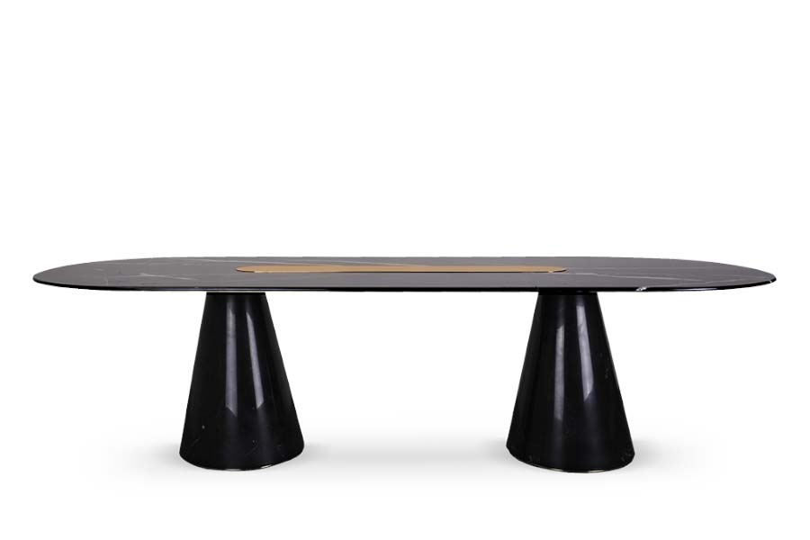 Bertoia Big Dining Table Made In Nero Marquina Marble With A Modern Design