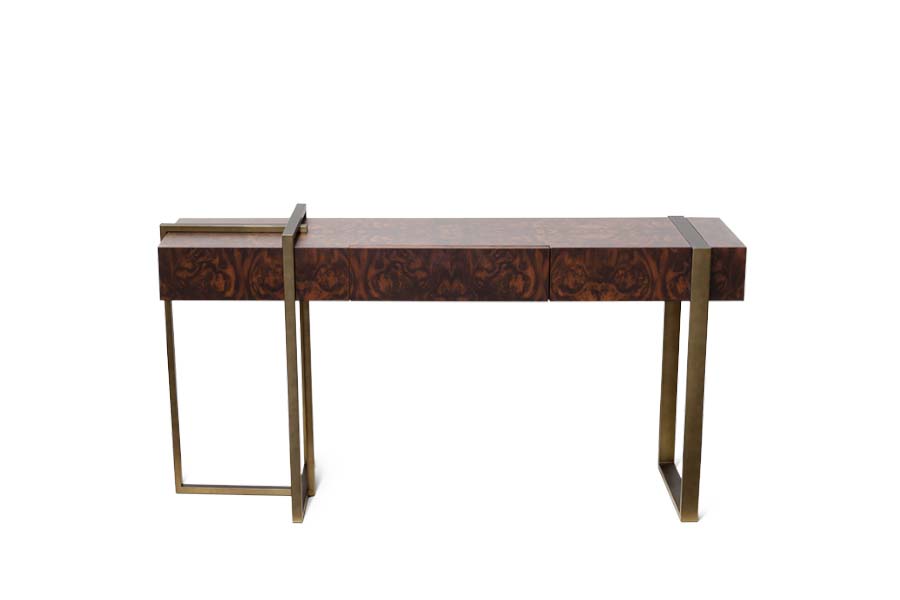 Lungo Console Table With Bronze Finished Legs For A Modern Interior