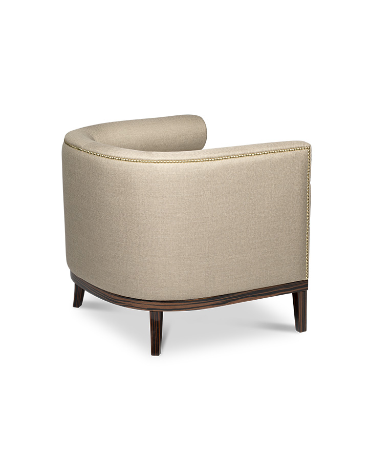 Maa Twill Upholstered Armchair with Ebony Wood Legs Modern Contemporary - Home'Society