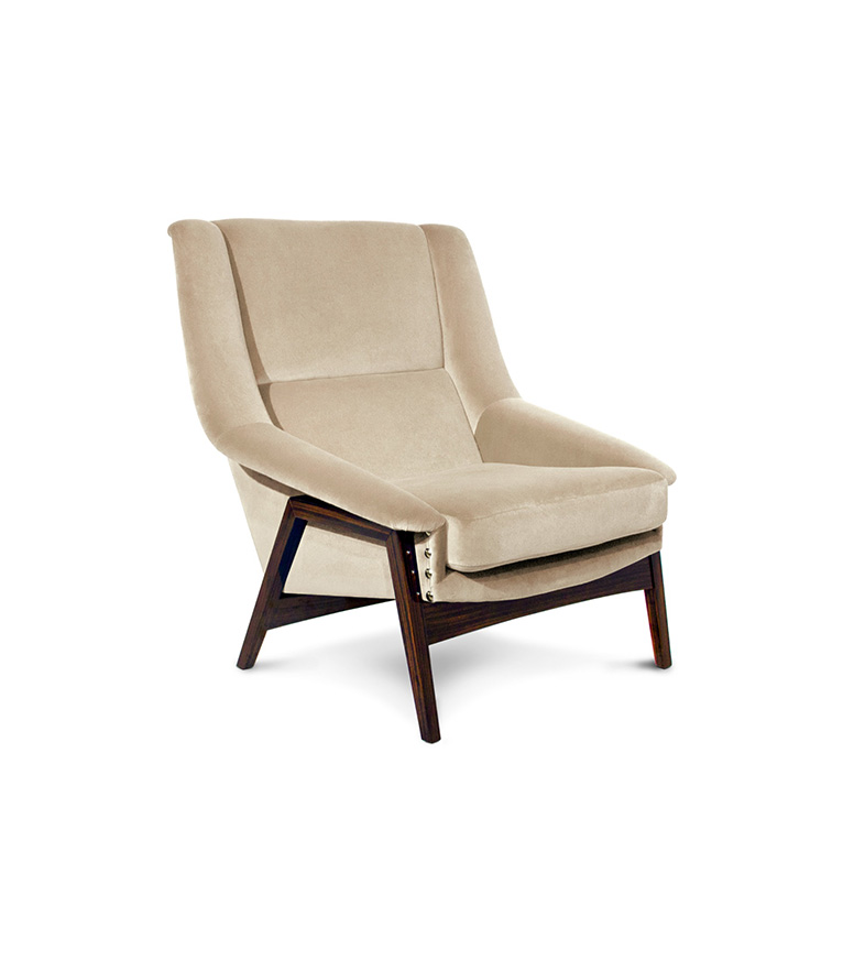 Inca Blue Velvet Armchair with Ebony Wood Legs Modern Midcentury Design - Home'Society