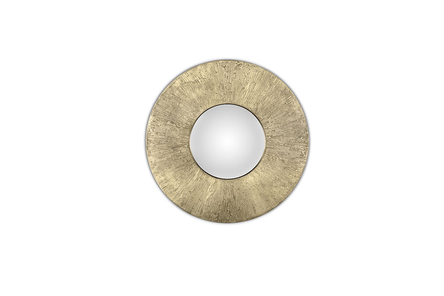 Huli Round Matte Brass Decorative Mirror Modern Contemporary Design