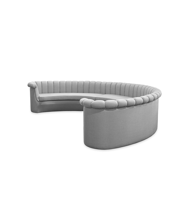 Hera Round Three Sofa: Fully Upholstered In Twill - Home'Society