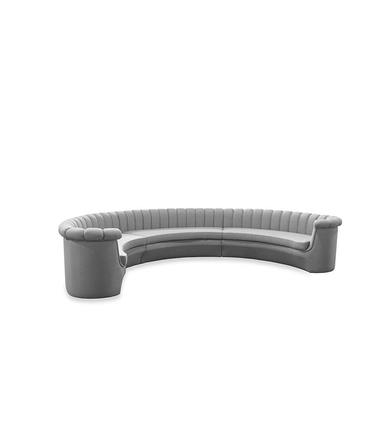 Hera Round Three Sofa: Fully Upholstered In Twill - Home'Society