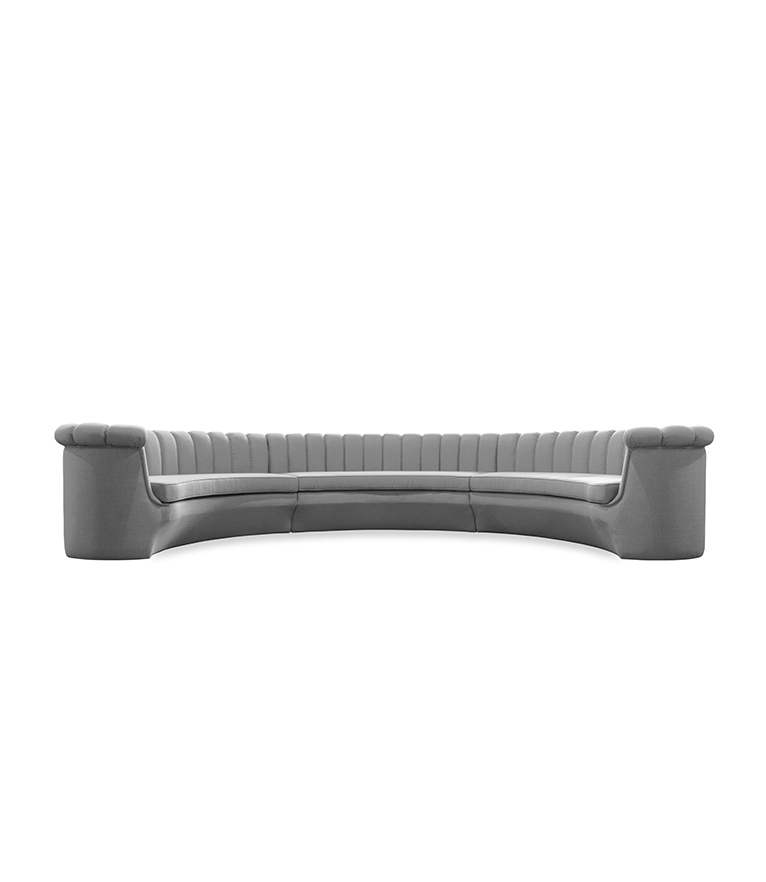 Hera Round Three Sofa - Fully Upholstered In Twill - Home'Society