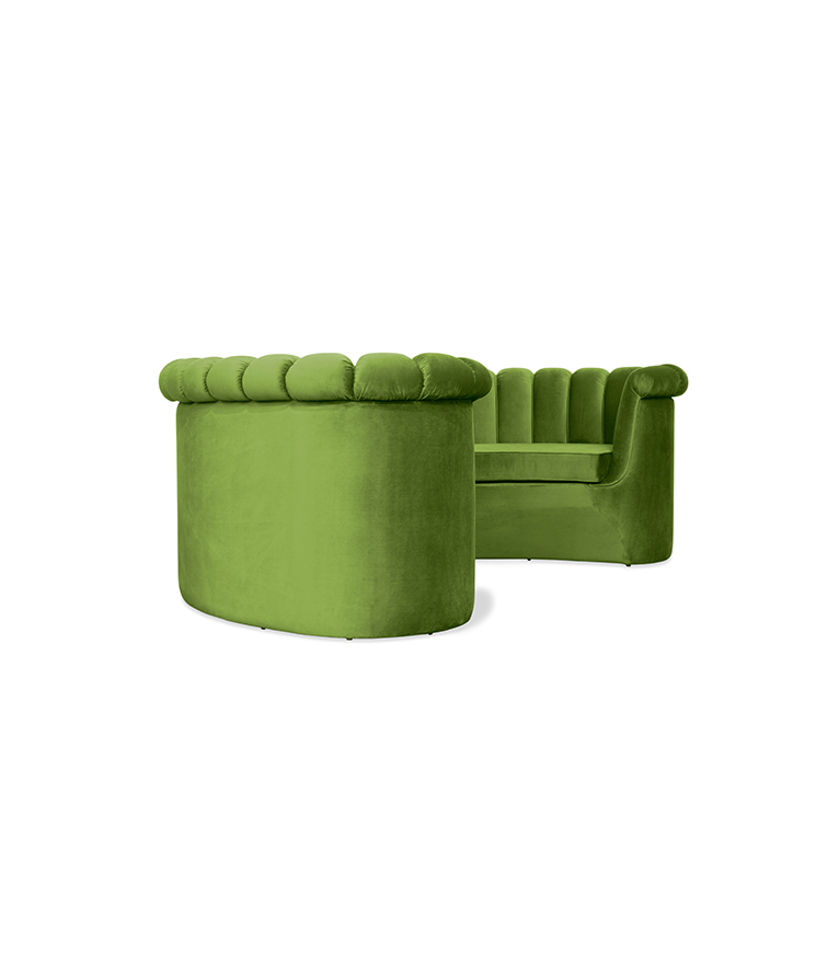 Hera Dining Sofa - Upholstered In Green Velvet With A Modern Design - Home'Society