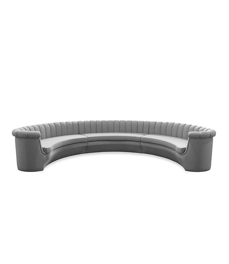 Hera Round Three Sofa: Fully Upholstered In Twill - Home'Society