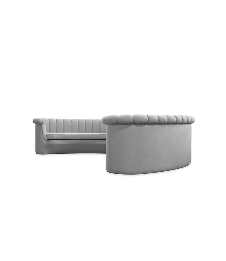 Hera Round Three Sofa: Fully Upholstered In Twill - Home'Society
