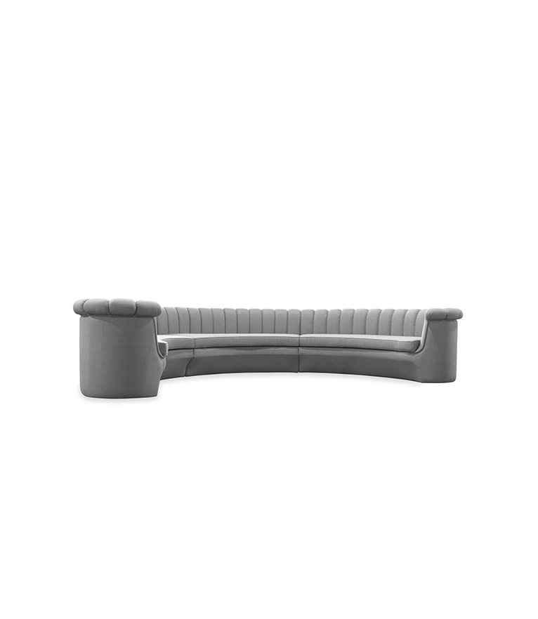 Hera Round Three Sofa: Fully Upholstered In Twill - Home'Society