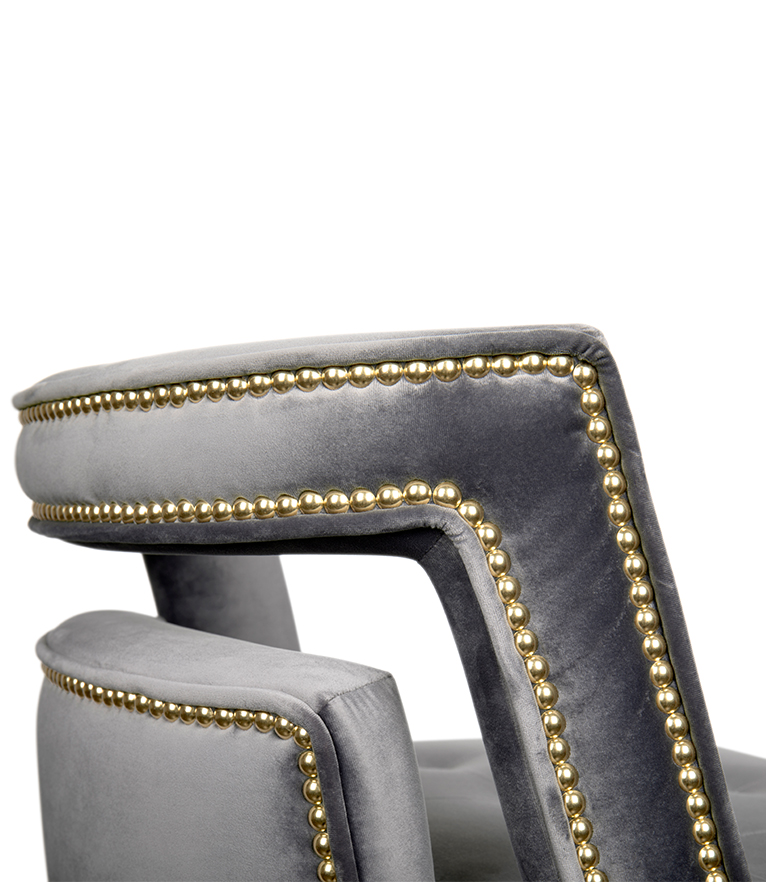 Naj Counter Stool - with Nickeled Nail Trim Modern Contemporary Design - Home'Society