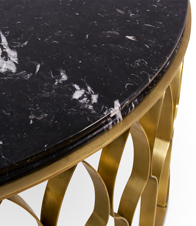 Mecca Coffee Table - with Marble Tabletop and Brass Base - Home'Society