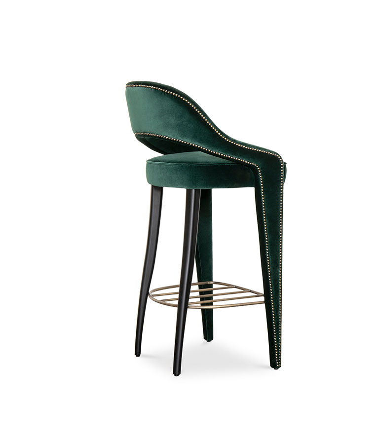 Tellus Bar Chair - Upholstered In Velvet With Black Lacquered Matte Legs - Home'Society