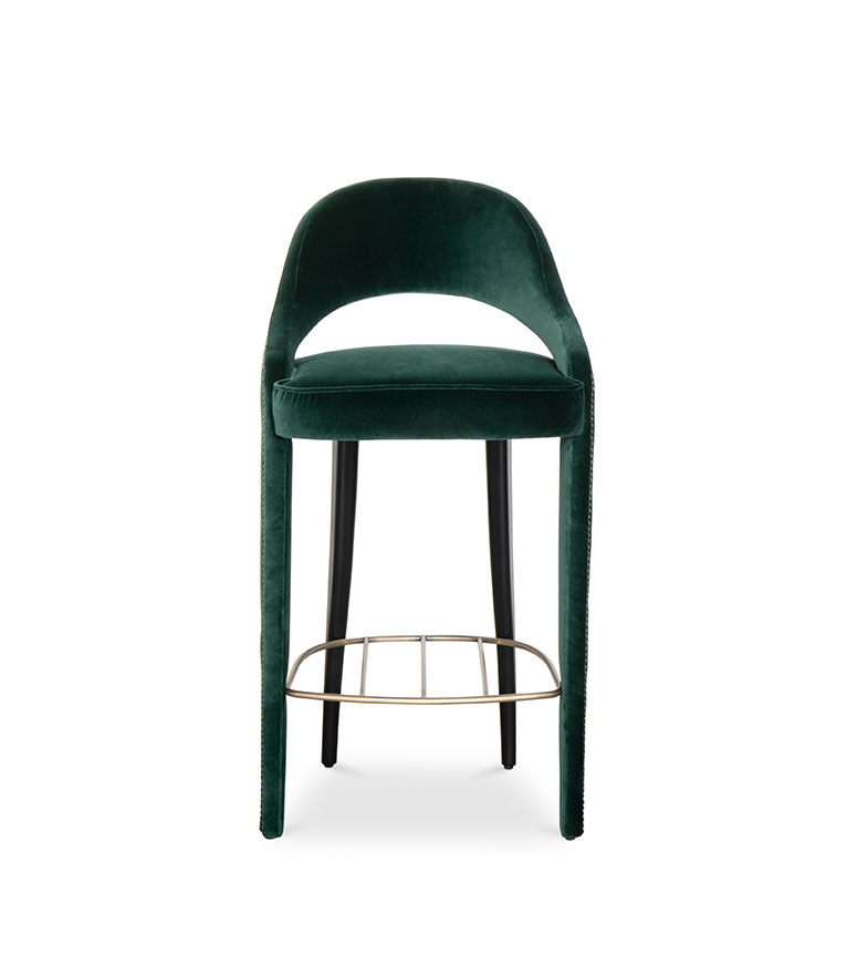 Tellus Bar Chair - Upholstered In Velvet With Black Lacquered Matte Legs - Home'Society