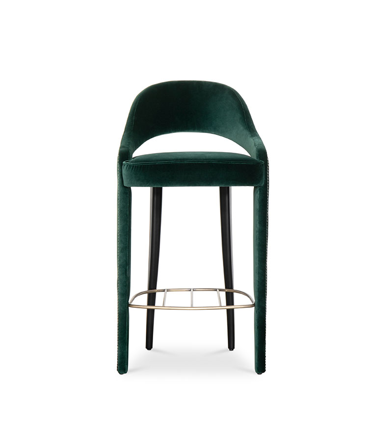 Tellus Bar Chair - Upholstered In Velvet With Black Lacquered Matte Legs - Home'Society