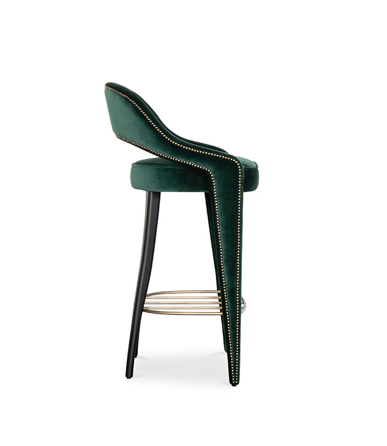 Tellus Bar Chair - Upholstered In Velvet With Black Lacquered Matte Legs - Home'Society