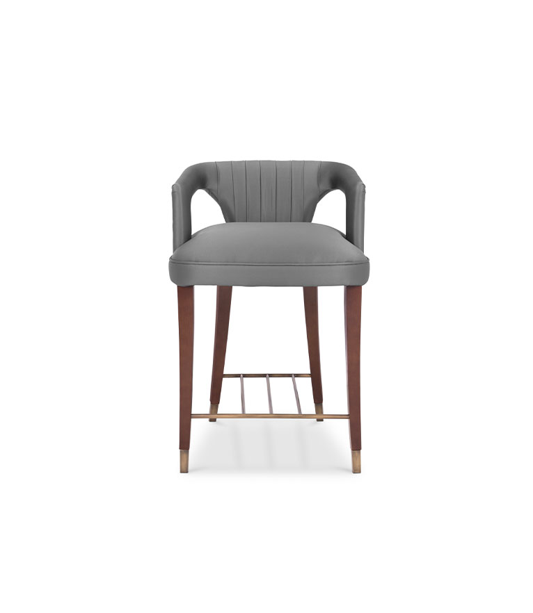 Karoo Counter Stool - Wood Legs and Brass Details Modern Contemporary - Home'Society