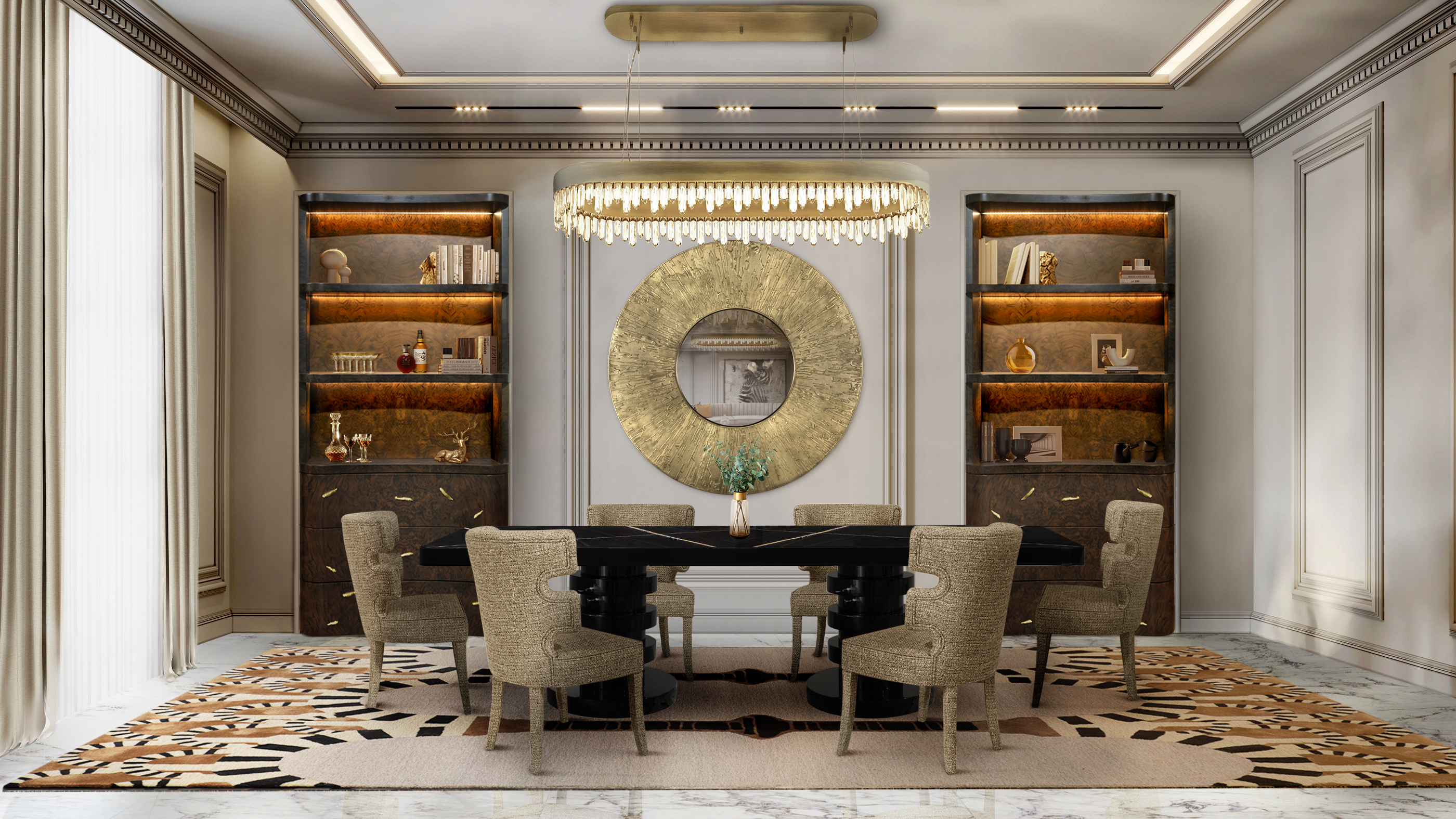 Elegant Dining Room With Golden Accents - Home'Society