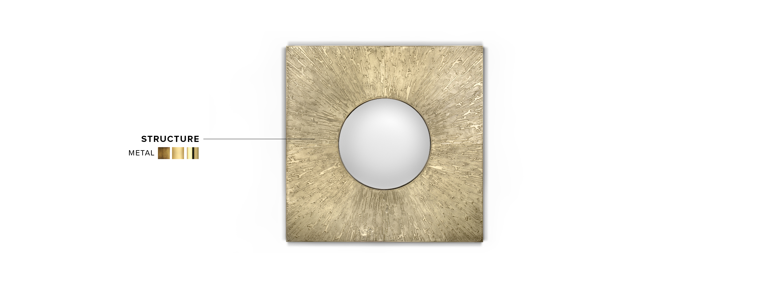 Huli Square Mirror - Matte Casted Brass Modern Contemporary Design - Home'Society