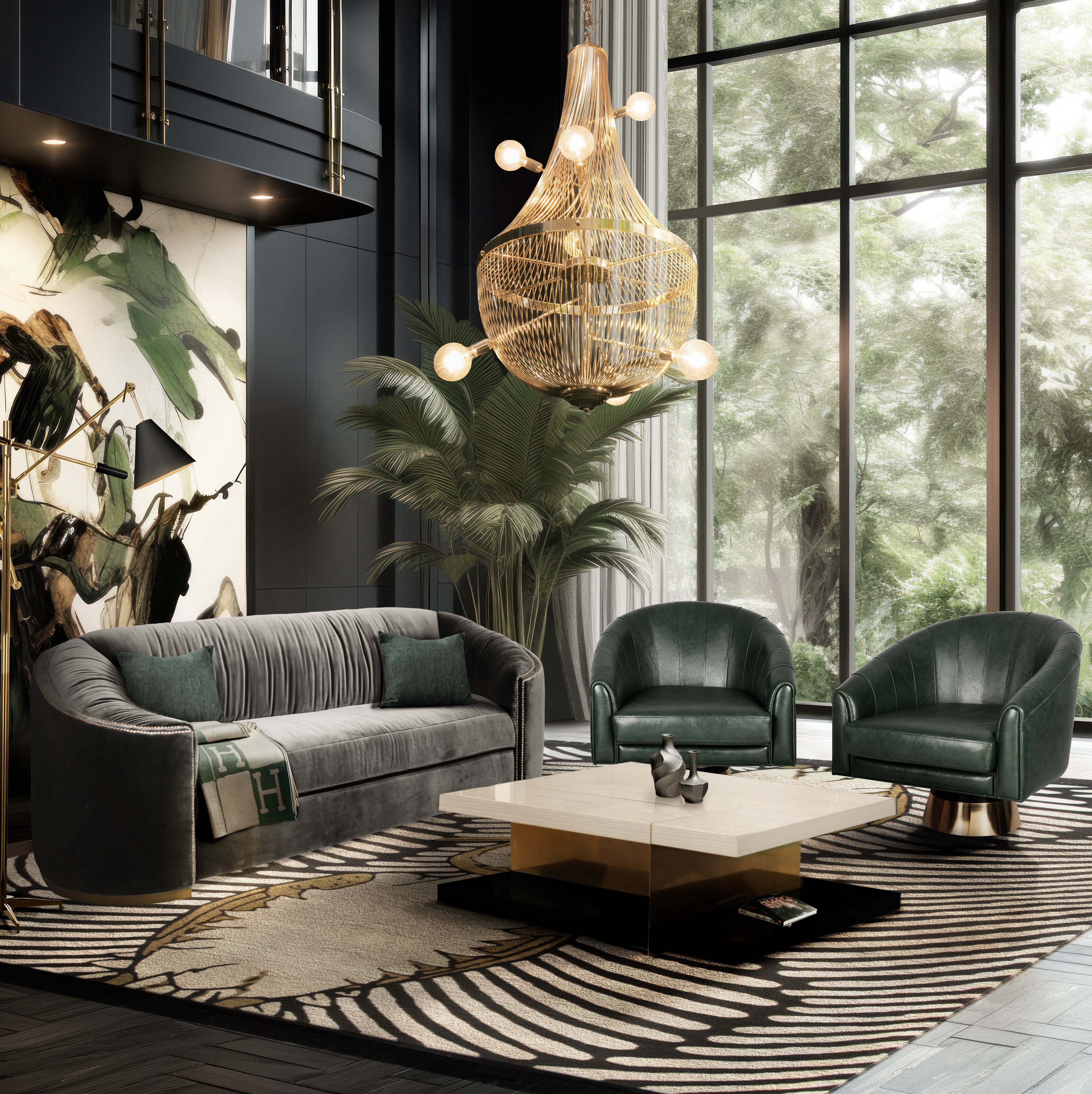 Living Room Design in Green Tones - Home'Society