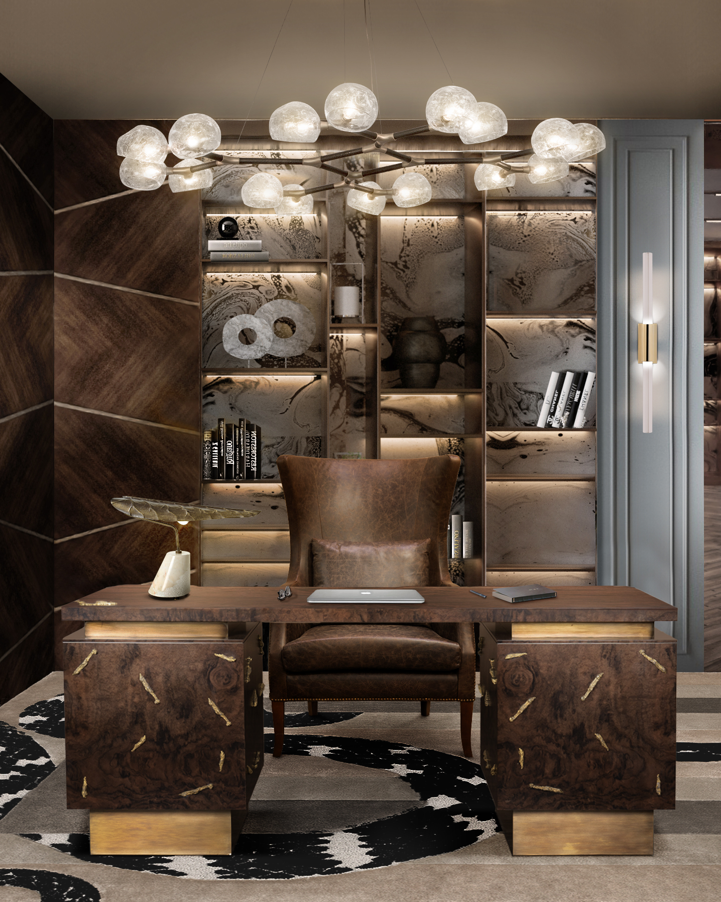 Chic Office Design in Brown - Home'Society