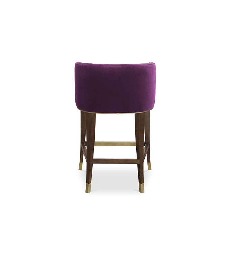 Bourbon Counter Stool – Purple Velvet Upholstered Stool with Tufted Back - Home'Society