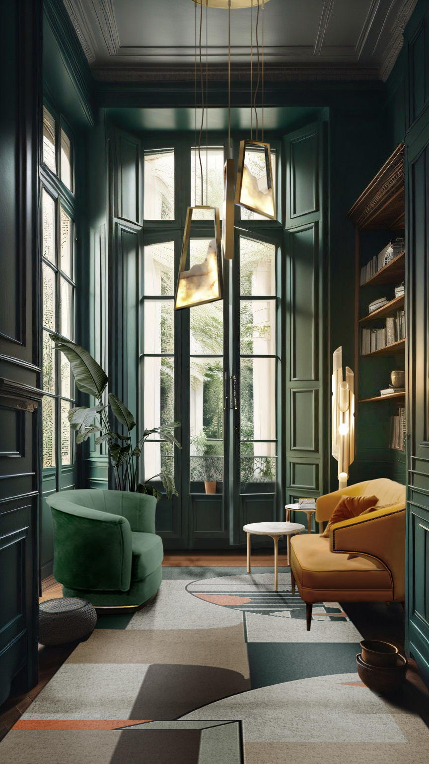 Contemporary Reading Corner With Green Hues - Home'Society