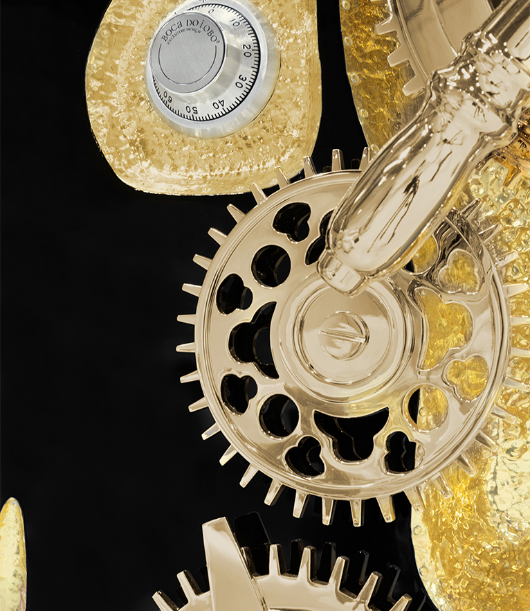 Millionaire Safe - Gold Luxury with Silver Plated Gear-Wheel - Home'Society