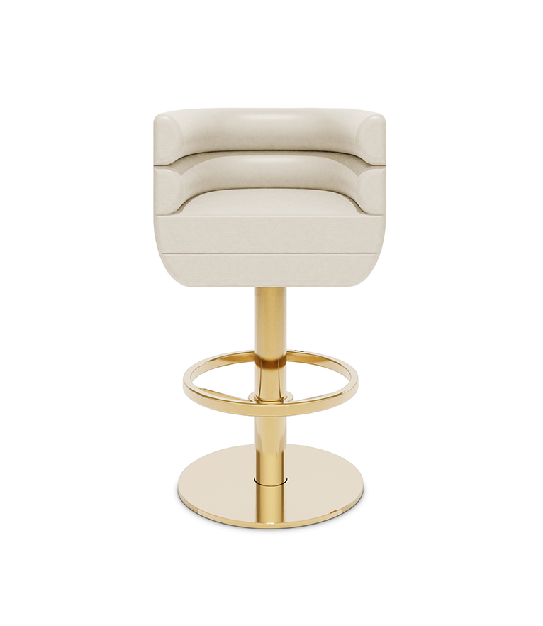 Loren Bar Chair - Upholstered In Creamy Leather - Home'Society