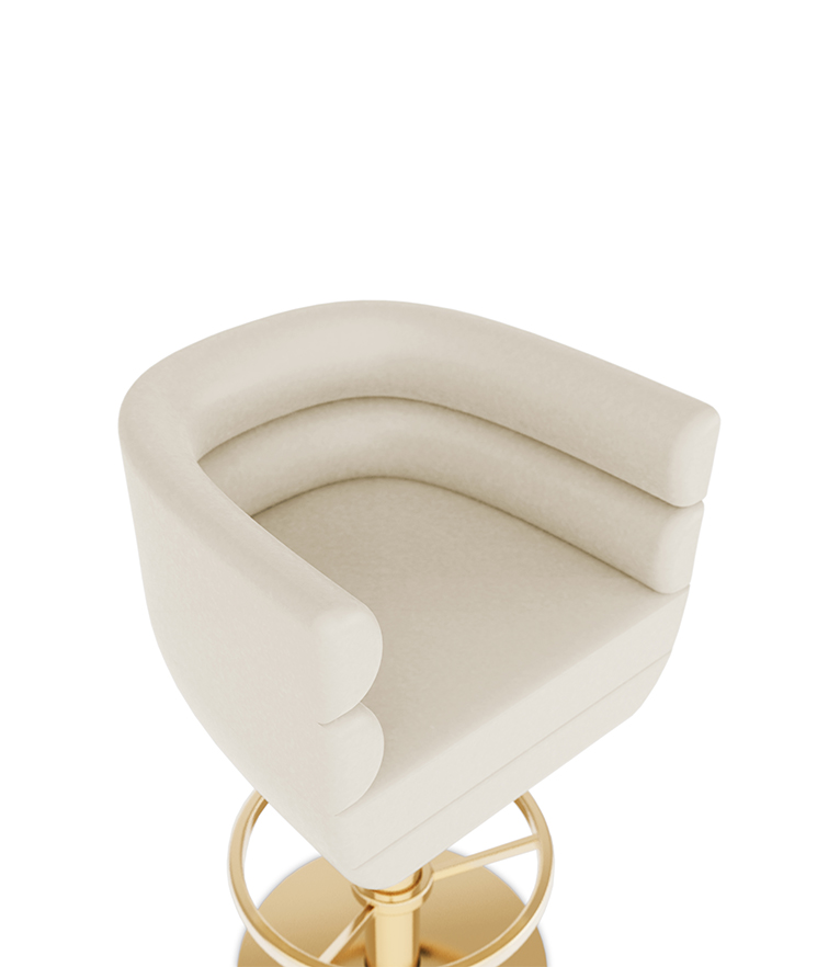 Loren Bar Chair - Upholstered In Creamy Leather - Home'Society