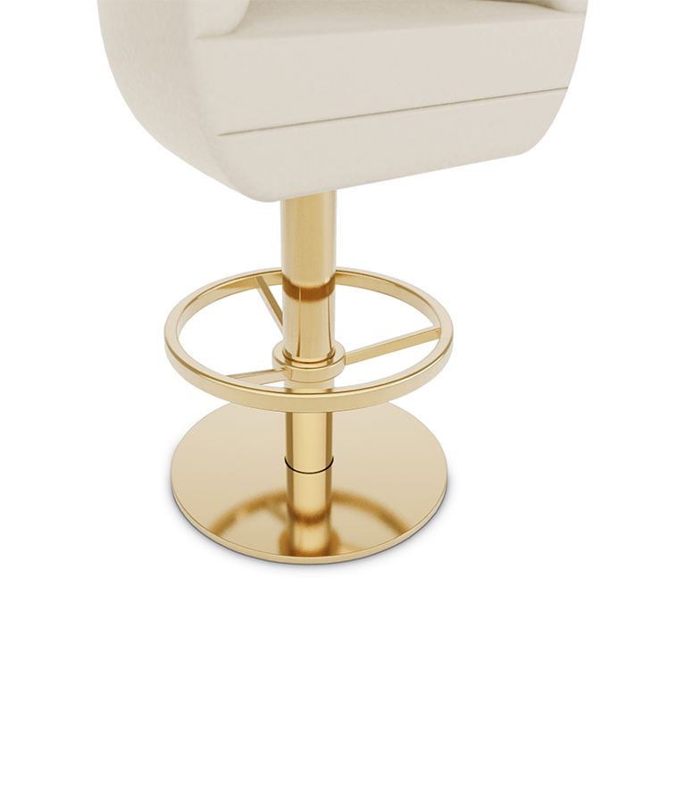 Loren Bar Chair - Upholstered In Creamy Leather - Home'Society