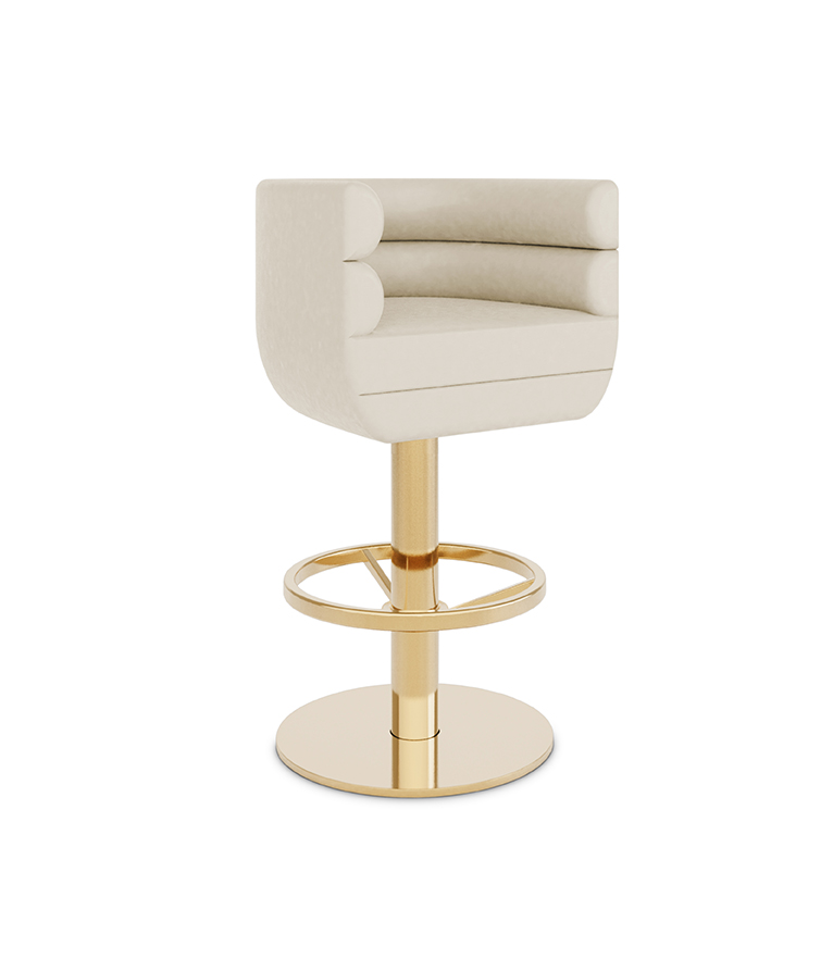 Loren Bar Chair - Upholstered In Creamy Leather - Home'Society