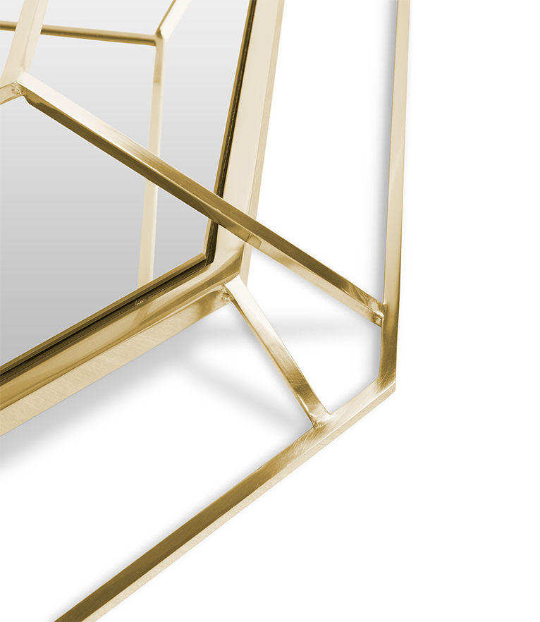 Diamond Small Mirror: With Polished Brass For An Elegant Entryway - Home'Society