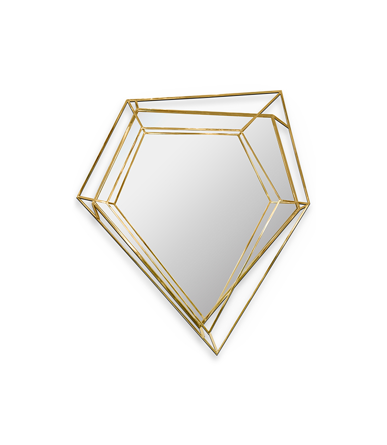 Diamond Small Mirror: With Polished Brass For An Elegant Entryway - Home'Society