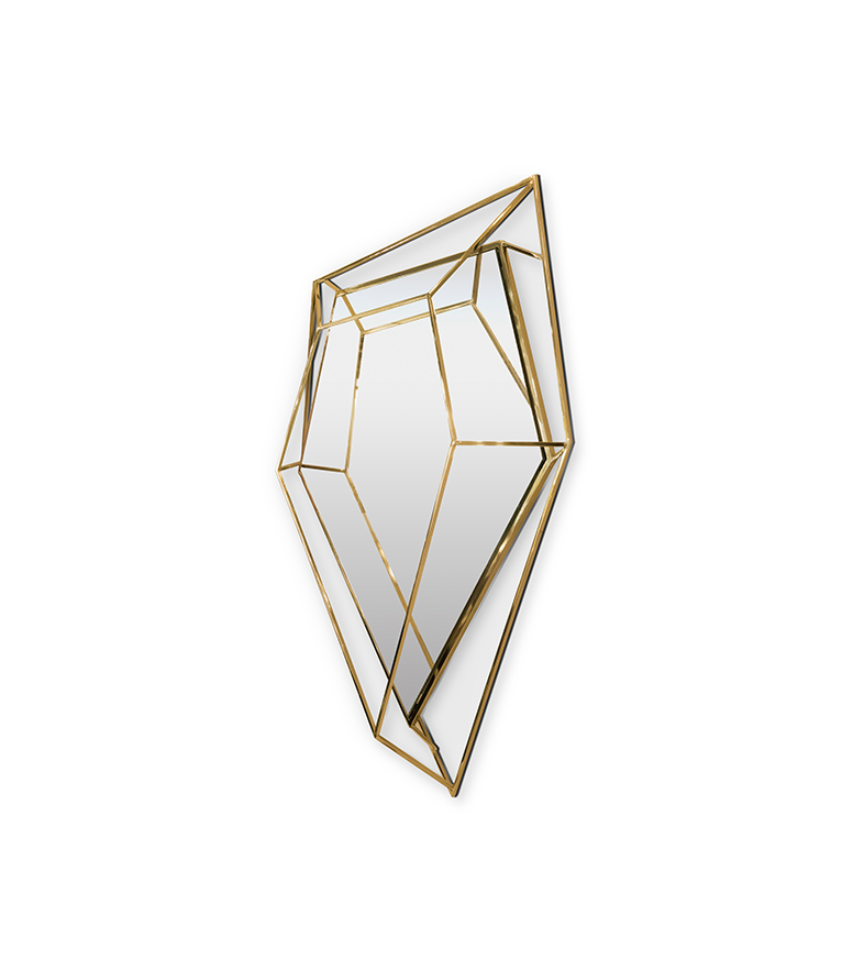 Diamond Small Mirror: With Polished Brass For An Elegant Entryway - Home'Society