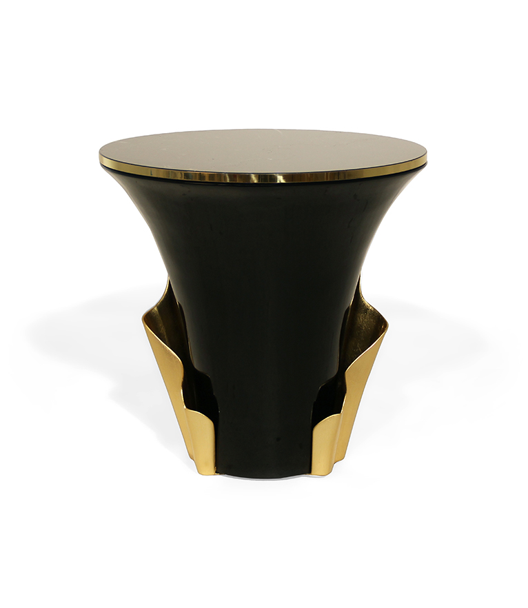 Yasmine Side Table - Sultry Silhouette From Tailored Marble And a Solid Wooden Base - Home'Society