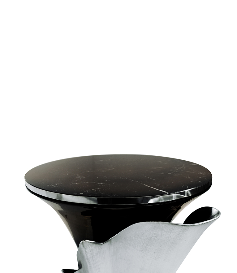 Yasmine Side Table - Sultry Silhouette From Tailored Marble And a Solid Wooden Base - Home'Society