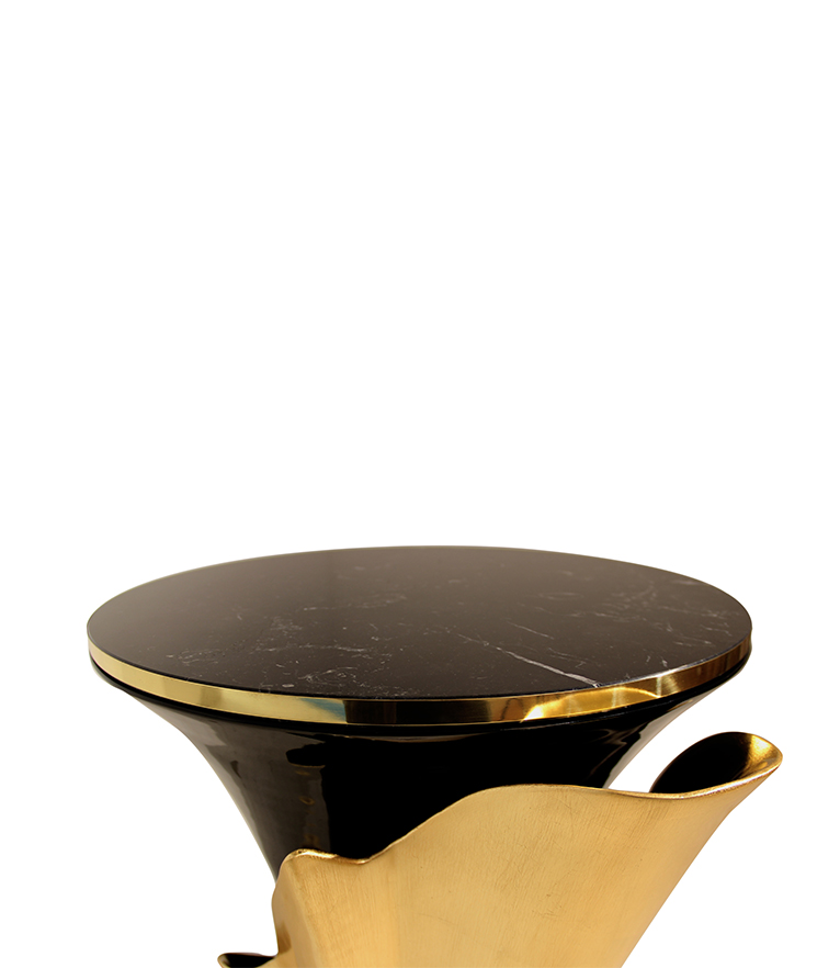 Yasmine Side Table - Sultry Silhouette From Tailored Marble And a Solid Wooden Base - Home'Society