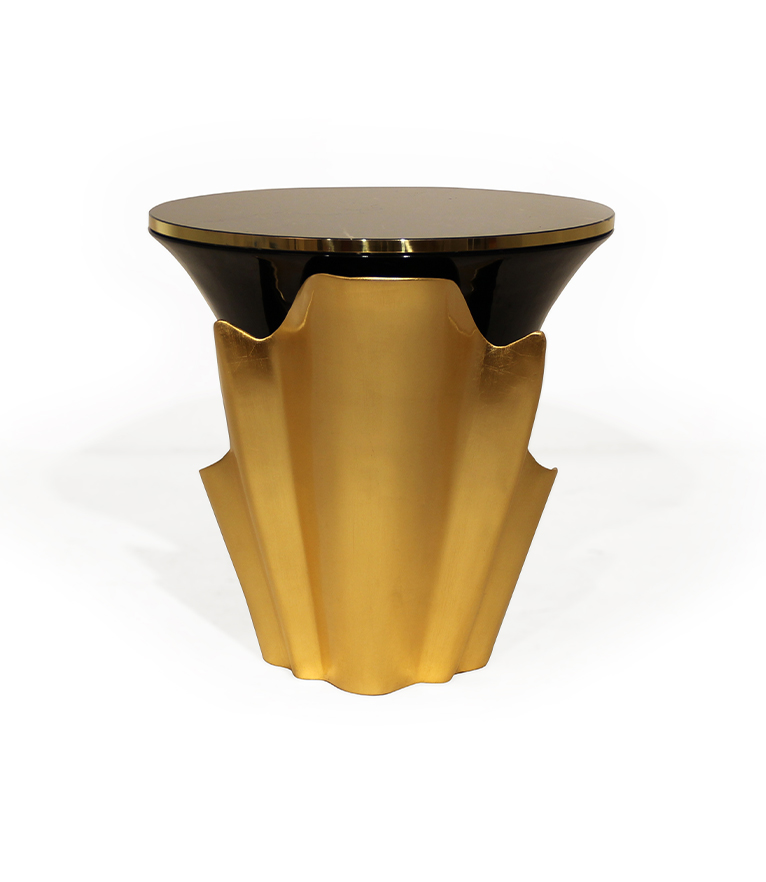 Yasmine Side Table - Sultry Silhouette From Tailored Marble And a Solid Wooden Base - Home'Society
