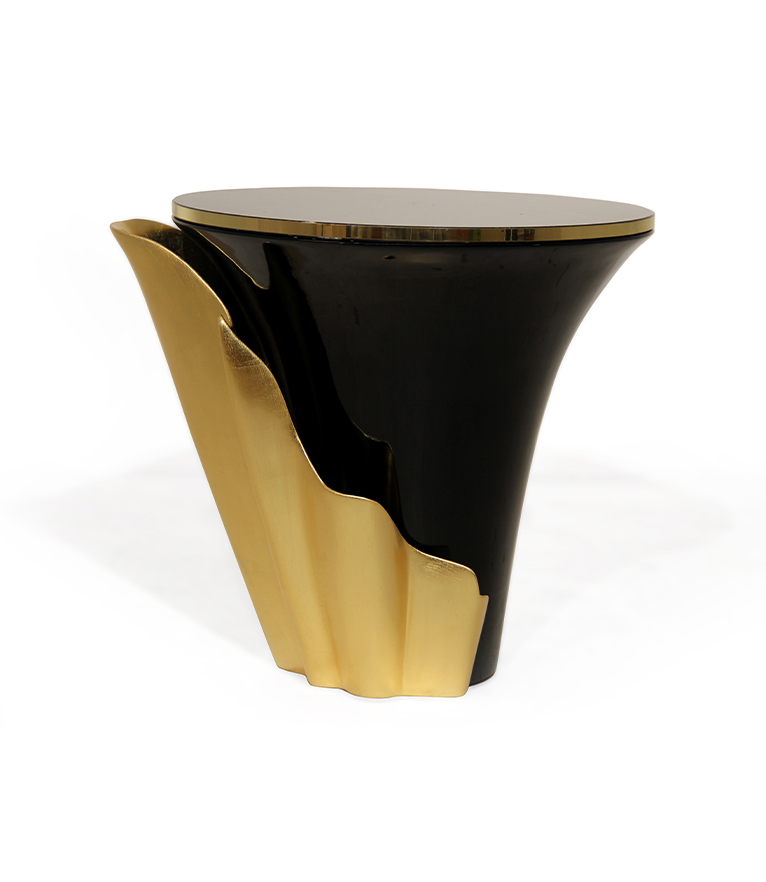 Yasmine Side Table - Sultry Silhouette From Tailored Marble And a Solid Wooden Base - Home'Society