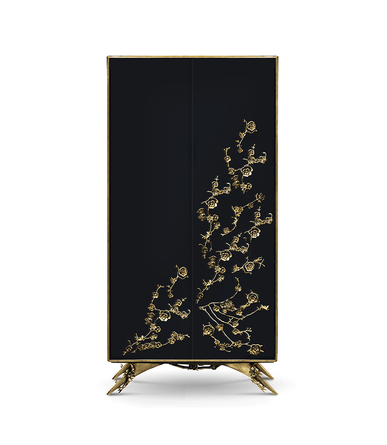 Spellbound Armoire - In High Gloss Lacquer And Metal Organic Lace - Home'Society