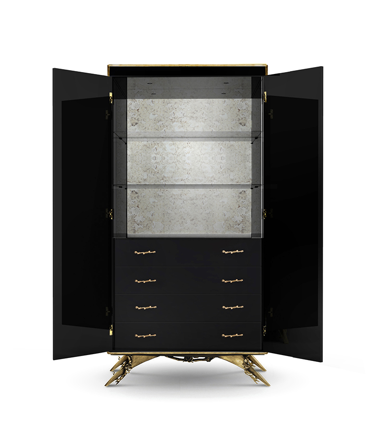 Spellbound Armoire - In High Gloss Lacquer And Metal Organic Lace - Home'Society