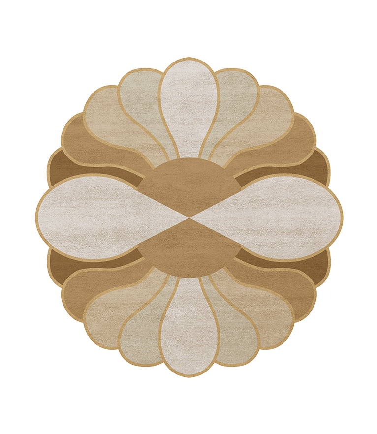 Mermaid Round Rug - with Botanical Silk And Lurex - Home'Society