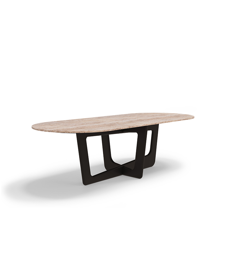 Napoli Oval Dining Table: With Travertine Stone Table Top - Home'Society