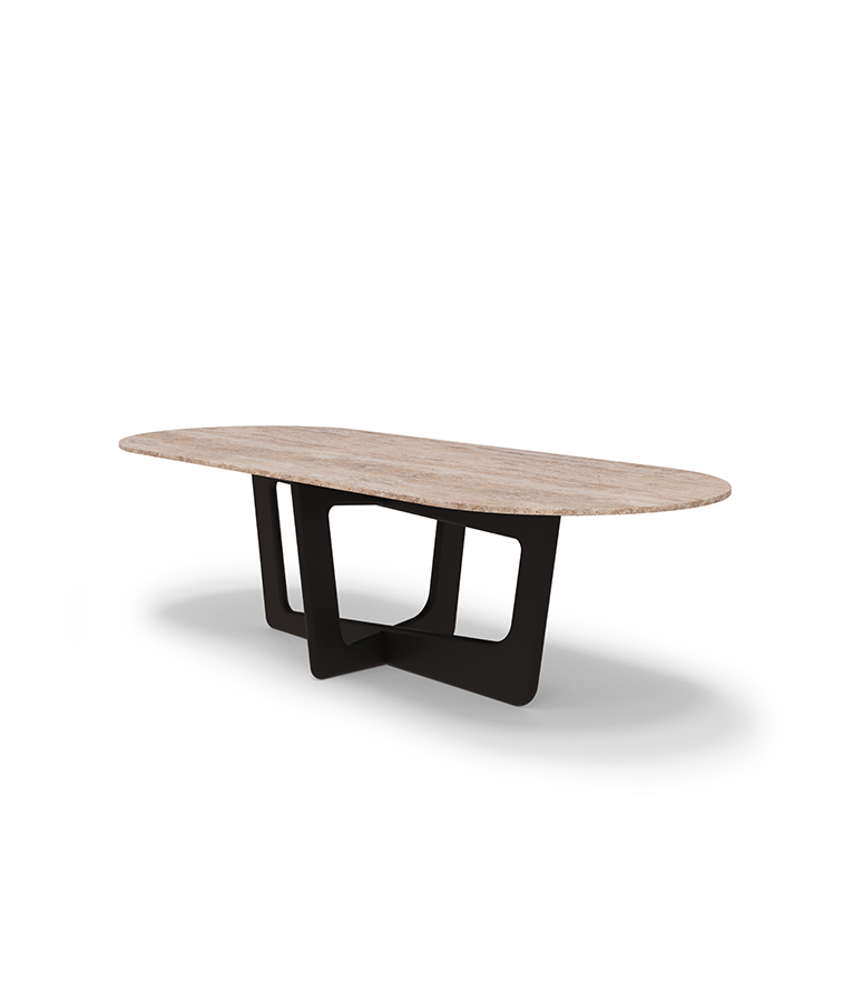 Napoli Oval Dining Table: With Travertine Stone Table Top - Home'Society