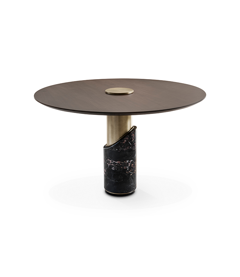 Breve II Dining Table - Sleek And Crafty Round Walnut - Home'Society
