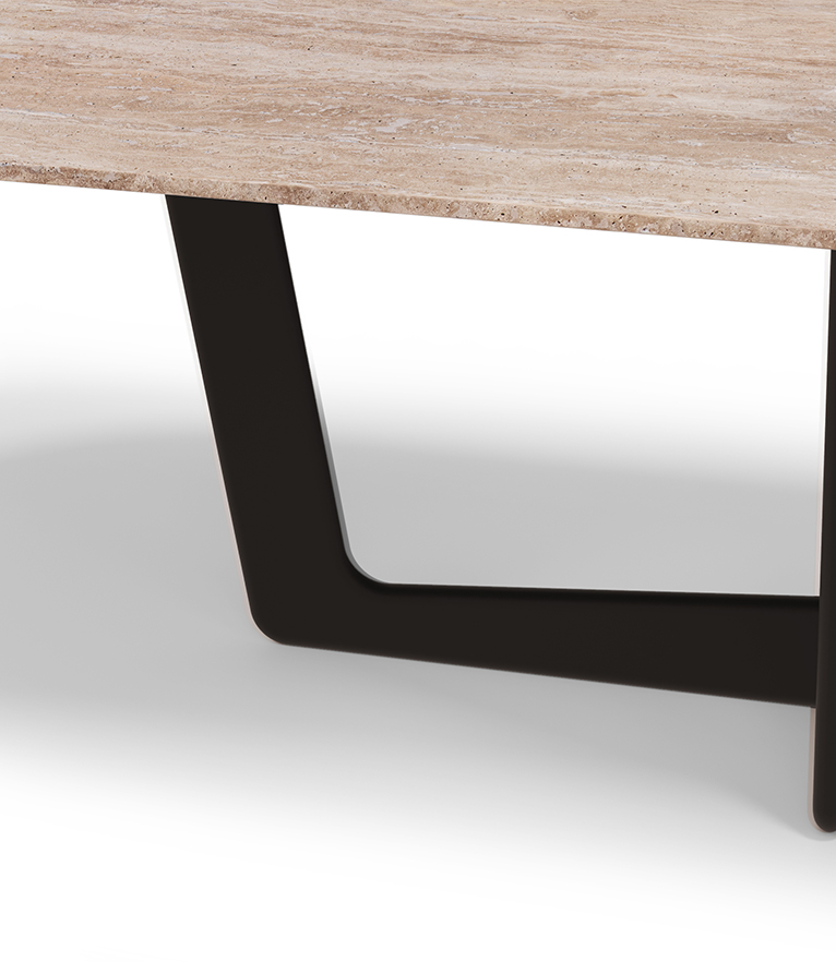 Napoli Oval Dining Table: With Travertine Stone Table Top - Home'Society