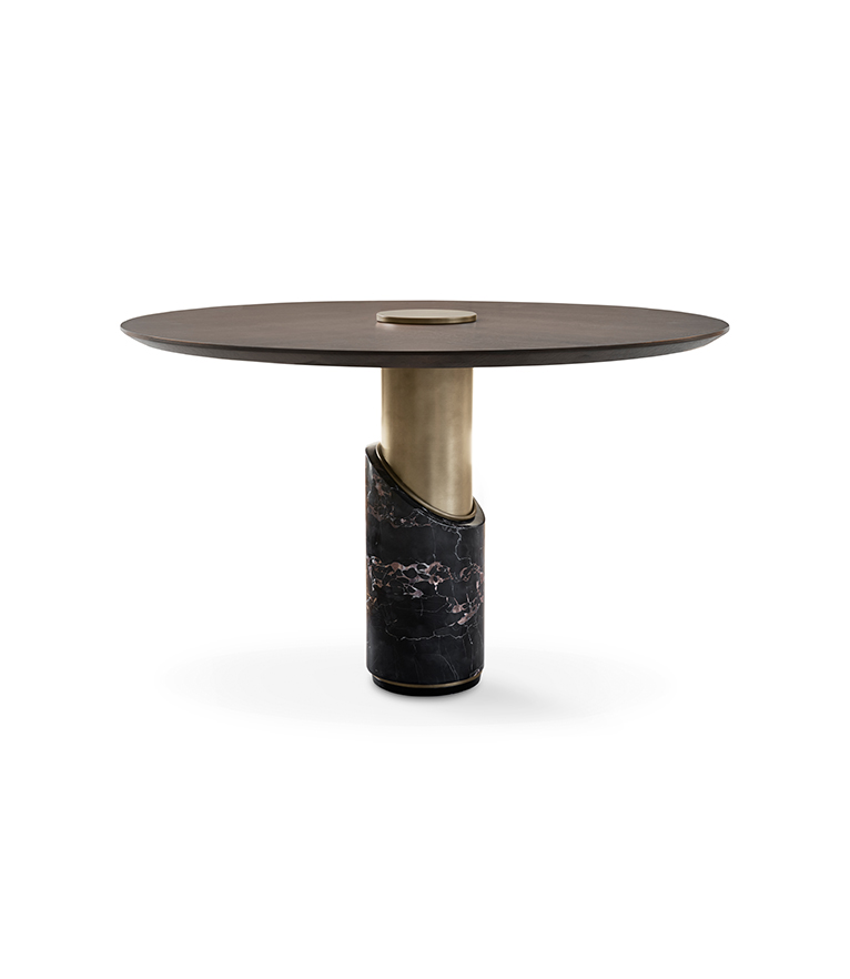 Breve II Dining Table - Sleek And Crafty Round Walnut - Home'Society