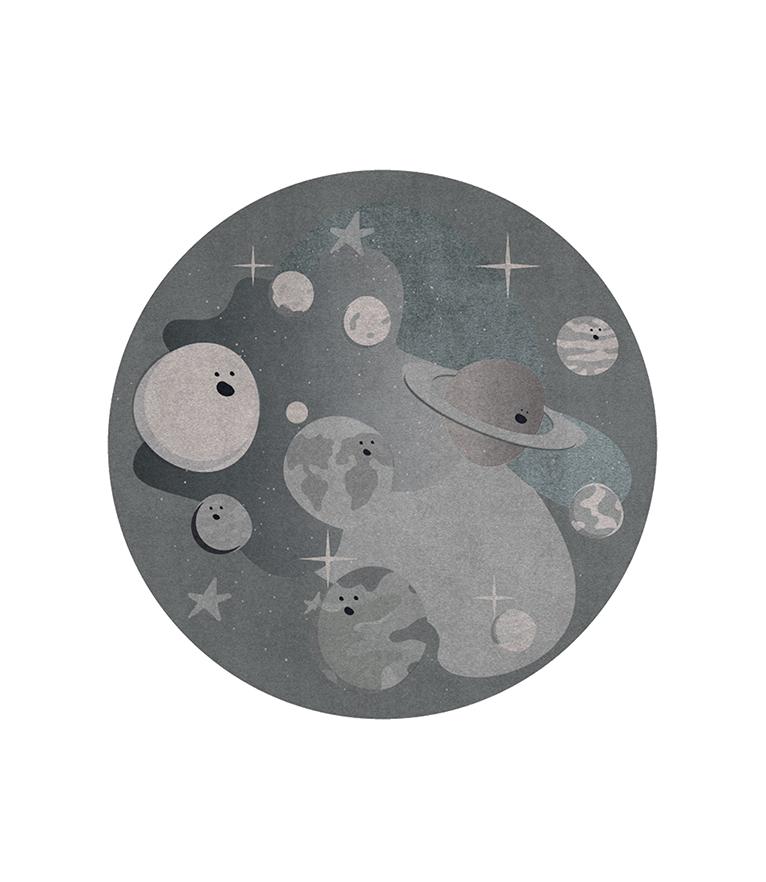 Planet Party Round Rug - To Enter The Game Of The Galaxy - Home'Society