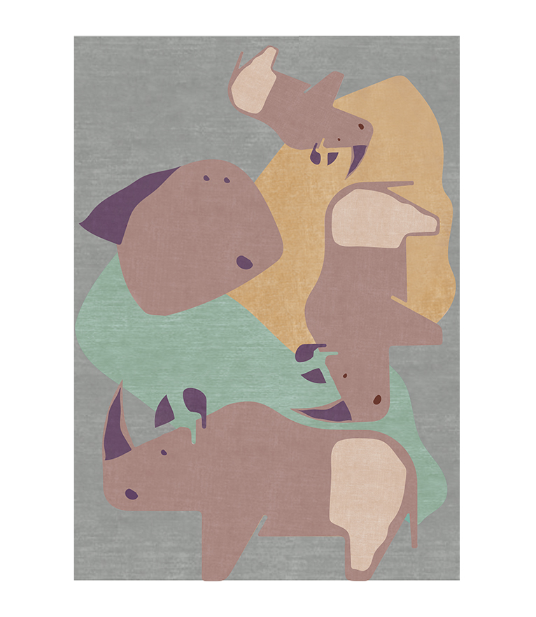 The Rhino's Troupe Rug - World Full Of Music - Home'Society