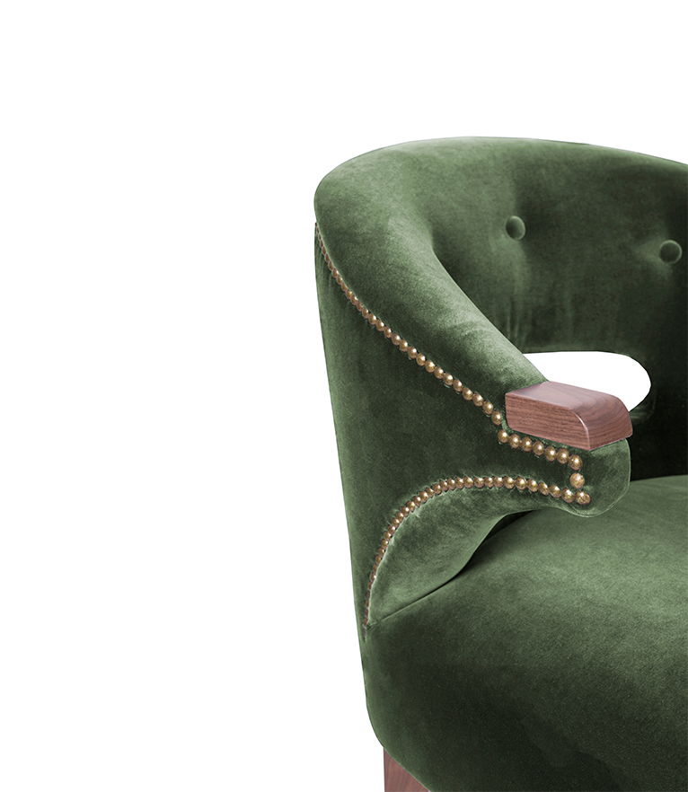 Nanook Bar Chair - with Wood Legs and Gold Trim Modern Midcentury - Home'Society